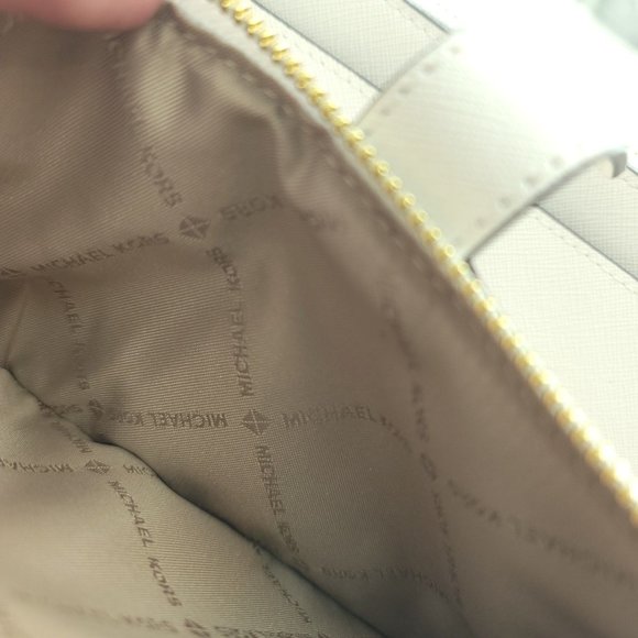 Michael Kors Womens Ivory White Leather Detachable Strap Wristlet Wallet - Picture 6 of 14